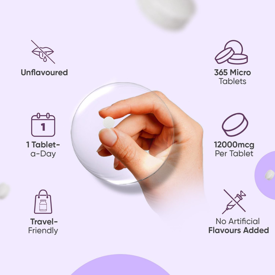 Biotin Tablets - 365 Vegan Tablets - 1 Year Supply - 1 Tablet-a-Day - 12000mcg Biotin Supplements - Vitamin B7 Supplement - Travel-Friendly - Non-GMO & Magnesium Stearate-Free