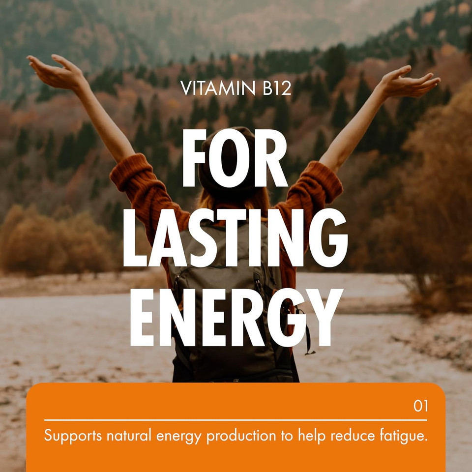 Incite Nutrition Vitamin B12 Tablets 1000 mcg. +1 Year Supply of High Strength Methylcobalamin. Boost Energy and Support Nervous System. Easy to Swallow, Non-GMO, and Suitable for Vegetarians & Vegans