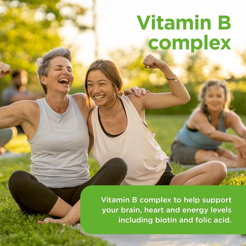 Healthspan Vitamin B Complex (6 Months' Supply) | High Levels of 8 B-Complex Vitamins | Heart Health, Mental Performance & Psychological Function | Combat Tiredness & Fatigue | Gelatin Free | Vegan