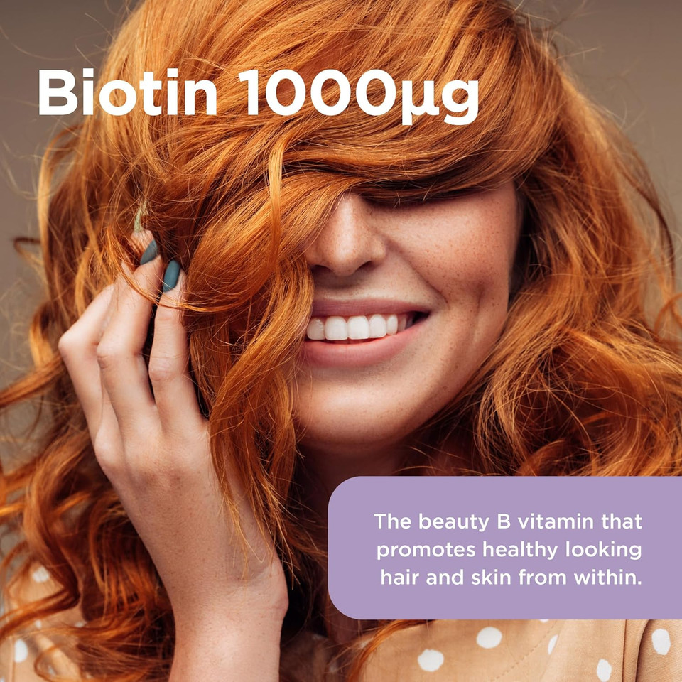 Healthspan Biotin 1,000µg (6 Months Supply) | Vitamin B for Healthy Hair & Skin | Supports Macronutrient Metabolism | One-a-Day Tablets | Vegan