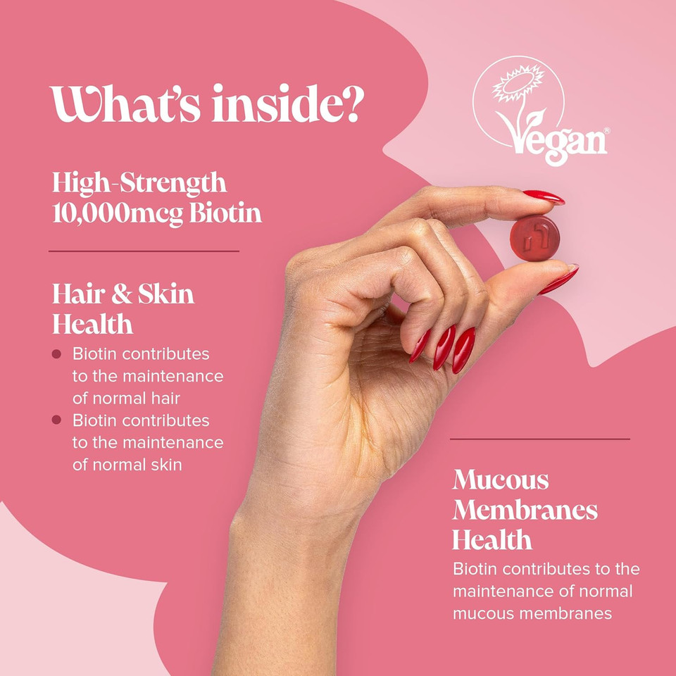 Biotin Gummies - 10,000 mcg - 60-Day Supply - Hair Vitamins - Vegan - Chewable Hair Vitamins  Anti Hair Loss and Thinning Supplement  Hair Gummies for Hair Growth - Made by Novomins