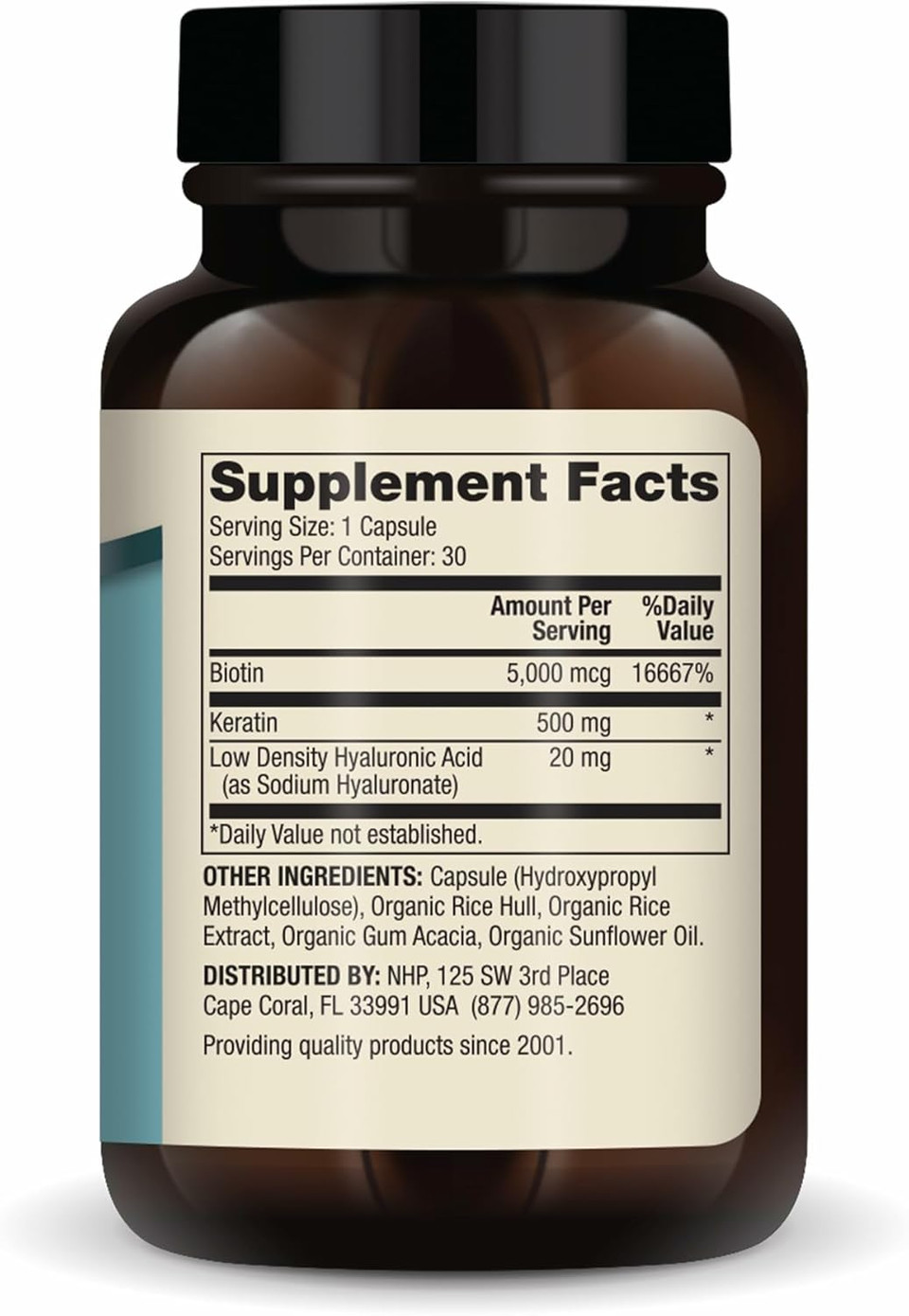 Dr. Mercola Hair, Skin & Nails, 30 Capsules (30 Servings), with Biotin, Solubilized Keratin, and Low Density Hyaluronic Acid, Non GMO, Gluten Free, Soy Free