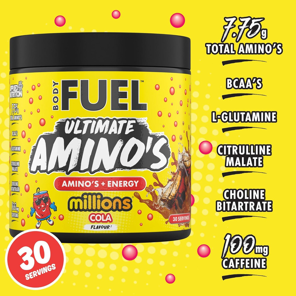 Applied Nutrition BodyFuel Amino's - Amino Acids Supplement, EAA Essential Amino Acids Powder, Muscle Fuel & Recovery (270g - 30 Servings) (Millions Cola)
