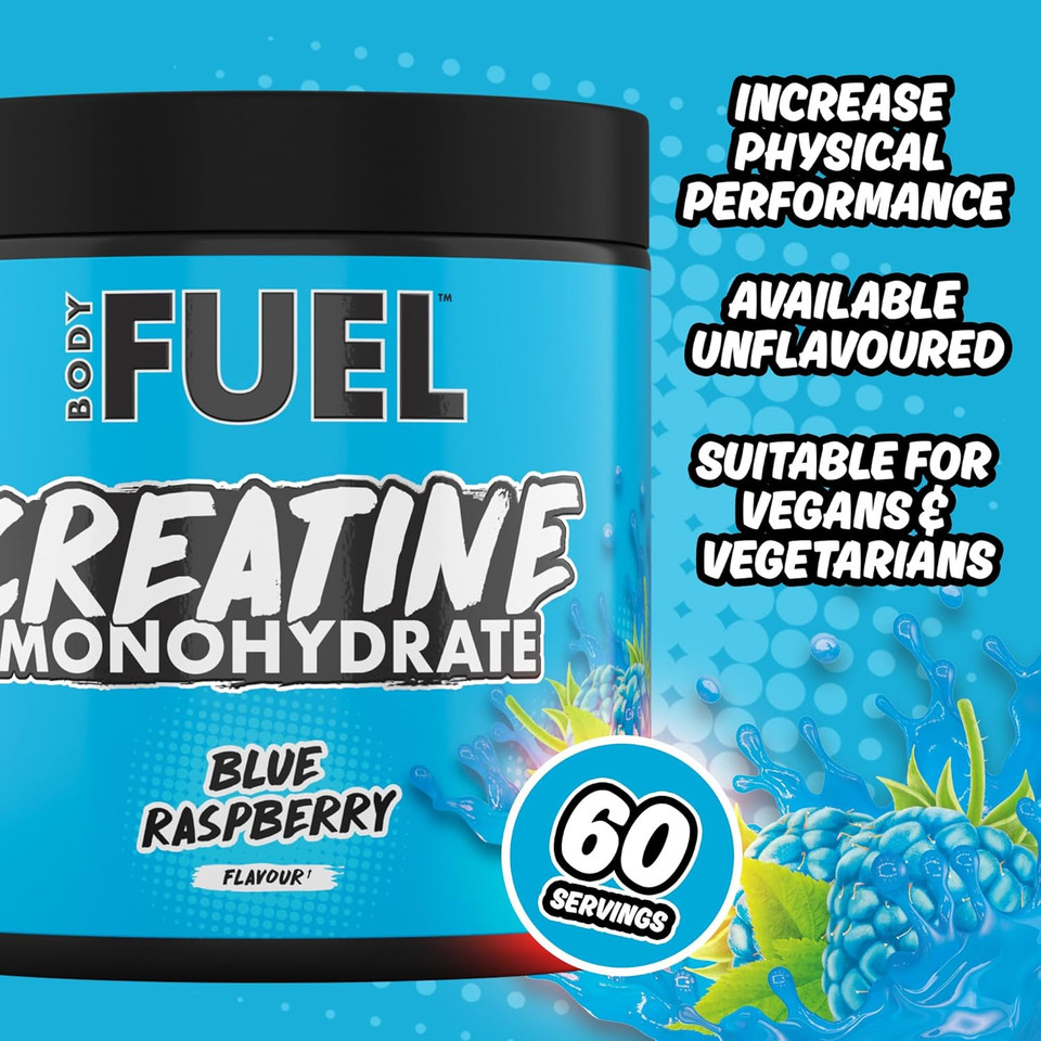 Applied Nutrition BodyFuel Creatine Monohydrate Powder, Increases High-Intensity Physical Performance, Blue Raspberry (300g - 60 Servings)