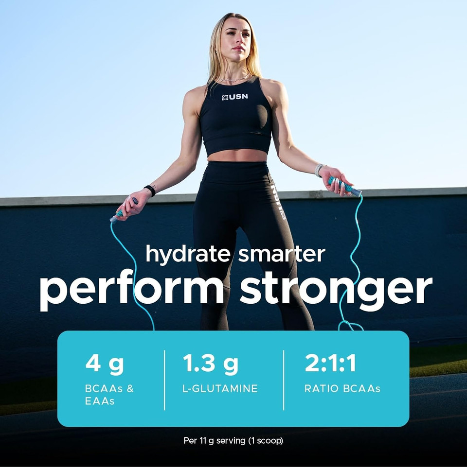 USN Nine Aminos  BCAA Amino Acids & EAA Essential Amino Acids Powder with Added Magnesium & Coconut Water Powder to Support Recovery and Hydration. Grape Fizzy Pop Flavour (330g  30 Servings)