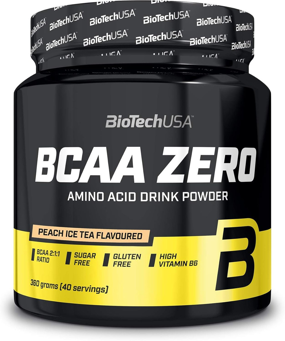 BioTechUSA BCAA Zero | Essential Amino Acid Powder | 6g BCAA with Instant L-Leucine | Vegan | Sugar-Free, Lactose-Free, Gluten-Free, 360 g, Peach Ice Tea