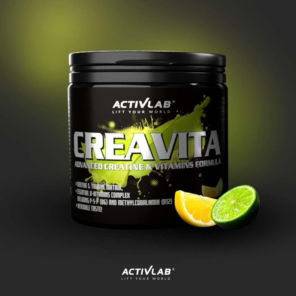 Activlab CREAVITA | Jar 300g | 30 Servings | Lemon-Lime Flavor | creatine | Taurine | B Vitamins | Increasing Strength | Powder | 3X lab Tested