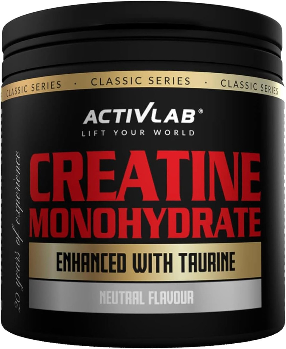 Activlab Creatine Monohydrate | Jar 300g | 50 Servings | Natural Flavor | Contains Taurine | Increasing Strength | Powder | 3X lab Tested
