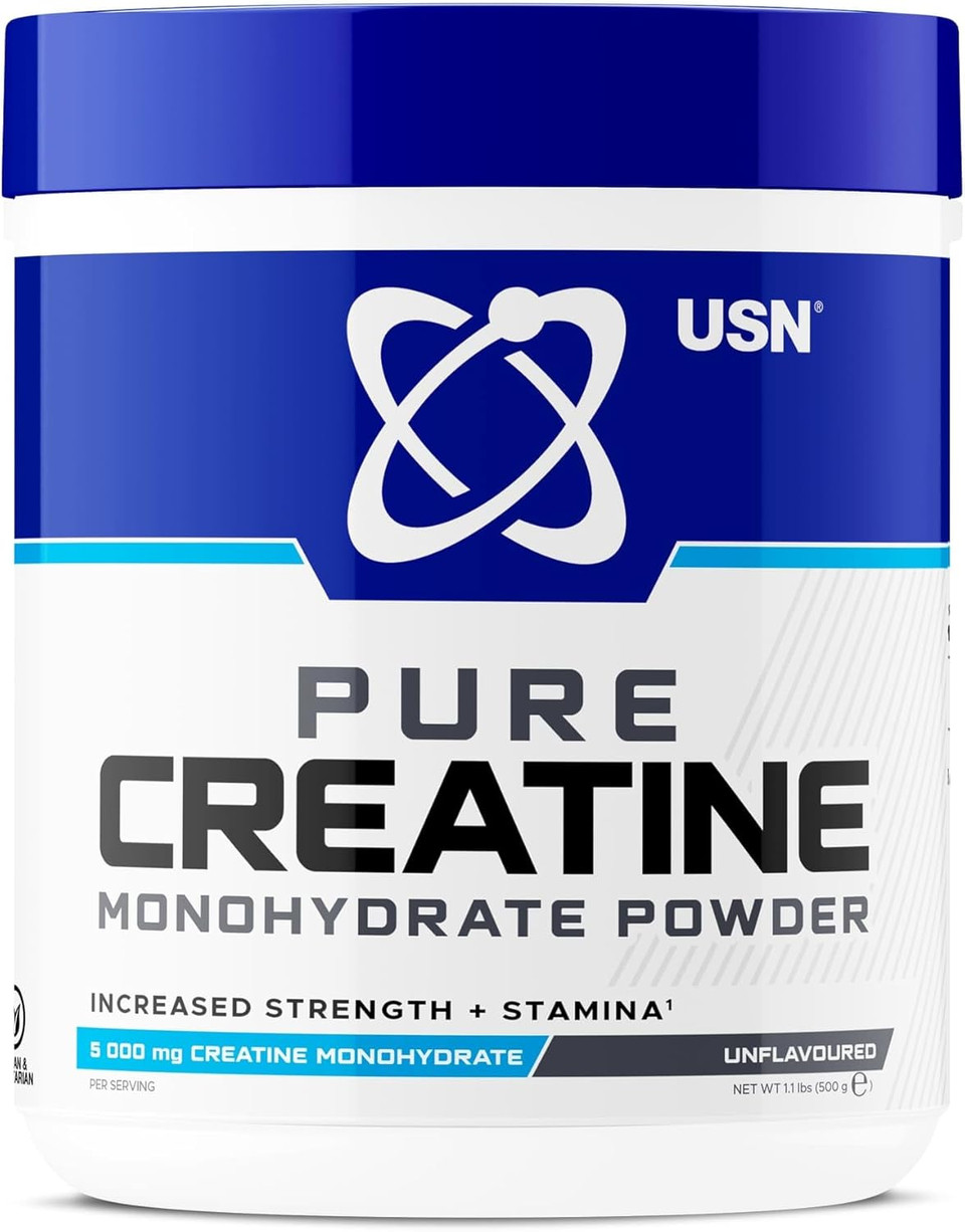 USN Micronised Creatine Powder 500g (79 Servings): Tropical Thunder Flavour, 100% Pure Creatine Monohydrate Powder for Performance and Muscle Recovery, Suitable for Vegans