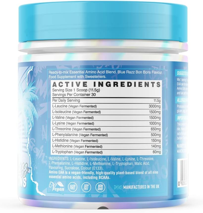 Naughty Boy Summer Vibes Essential Amino Acids with All 3 BCAA's and 9 EAA's in Total, Clinically Dosed Amino Acid Drink, Supplements for Men & Woman - 345g/30 Servings (Fizzy Peach Sweets)