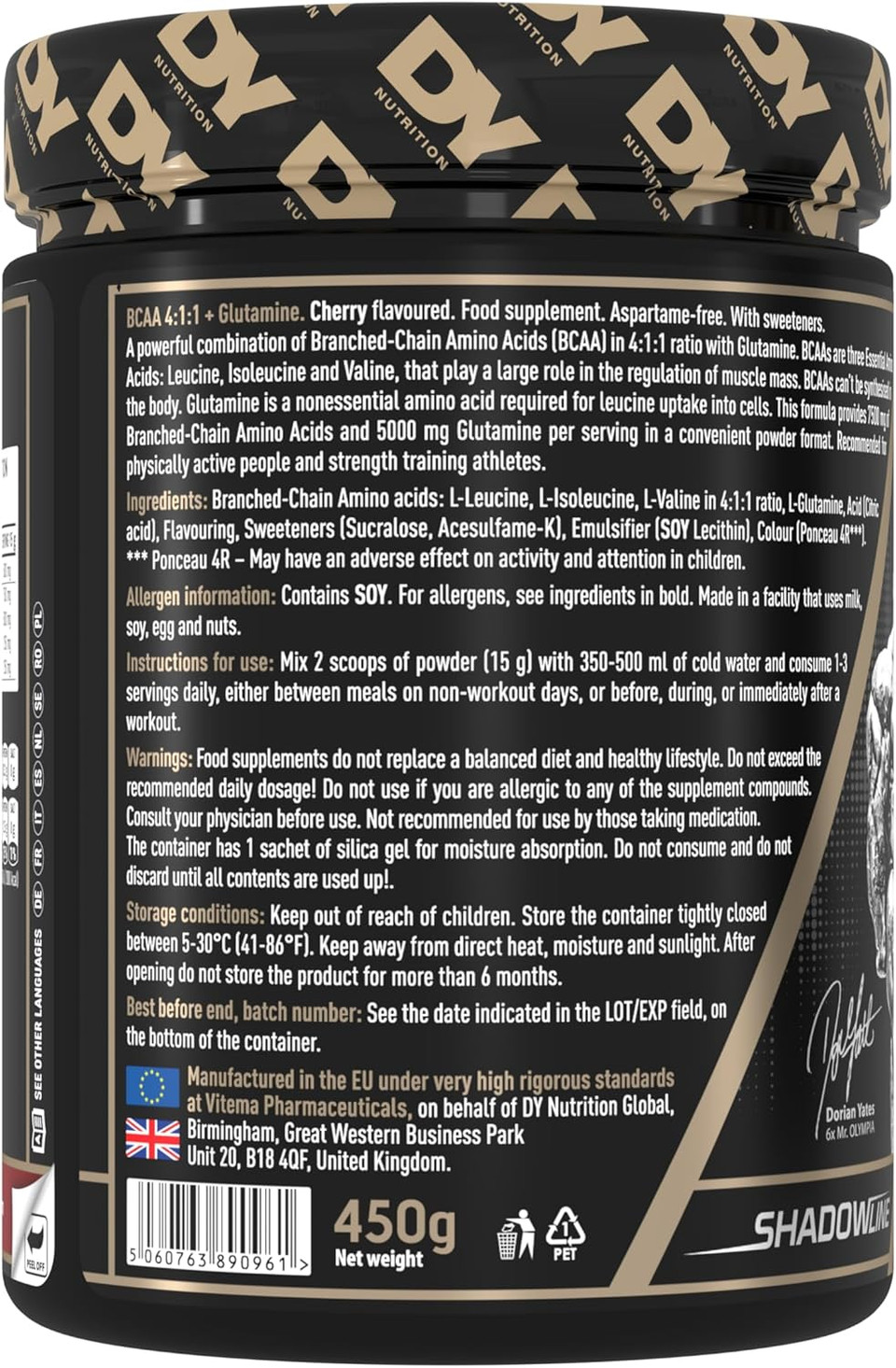 DY Nutrition HIT BCAA 4:1:1 + Glutamine, 450g, 30 Servings (Peach Flavour) Branch Chain Amino Acid Powder Drink for Optimal Pump & Performance | Pre & Intra Workout Supplement DY Nutrition HIT BCAA 4:1:1 + Glutamine, 450g, 30 Servings (Peach Flavour) Branch Chain Amino Acid Powder Drink for Optimal Pump & Performance | Pre & Intra Workout Supplement