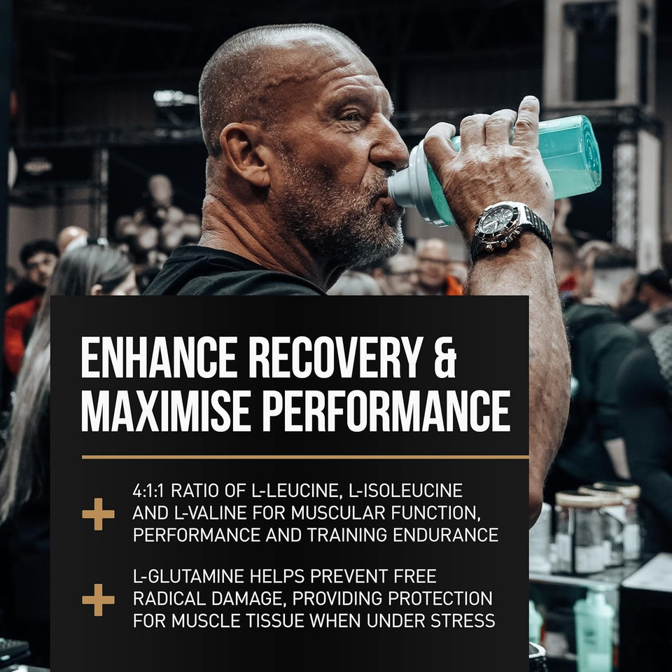DY Nutrition HIT BCAA 4:1:1 + Glutamine, 450g, 30 Servings (Peach Flavour) Branch Chain Amino Acid Powder Drink for Optimal Pump & Performance | Pre & Intra Workout Supplement