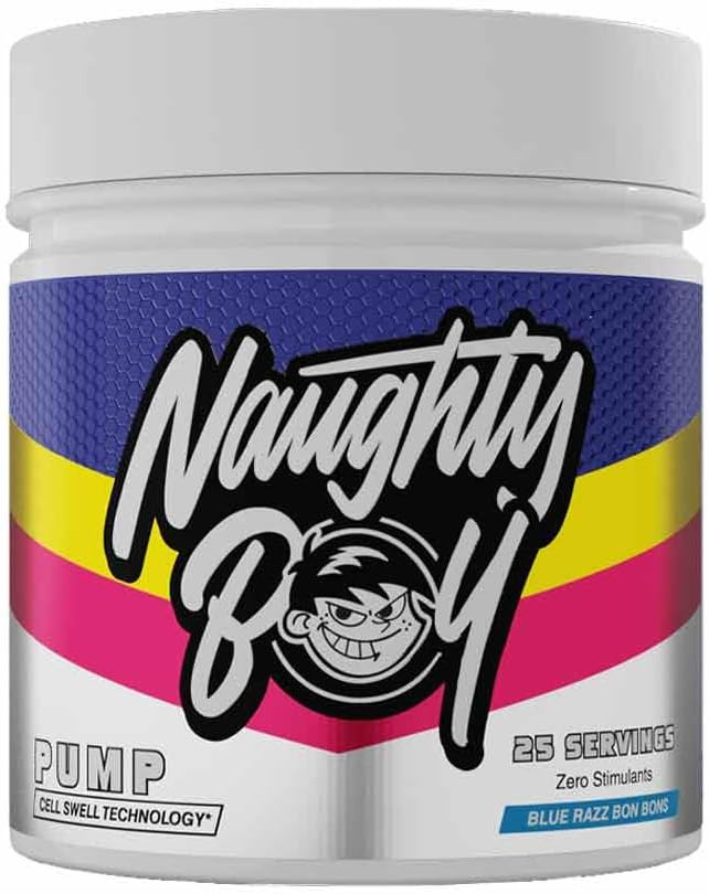 Naughty Boy Cell Swell Technology, Non Stimulant Pre Workout - Pump, Performance & Focus. L-Citrulline 6g, Beta Alanine 3.2g and Added Arginine, 400g - 25 Servings (Candy Bubblegum)