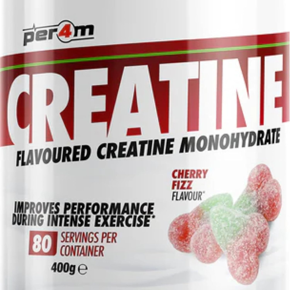 Per4m Creatine Powder | 80 Servings of Micronised Creatine Monohydrate | Performance & Strength | 8 Flavours (400g, Strawberry Lime)