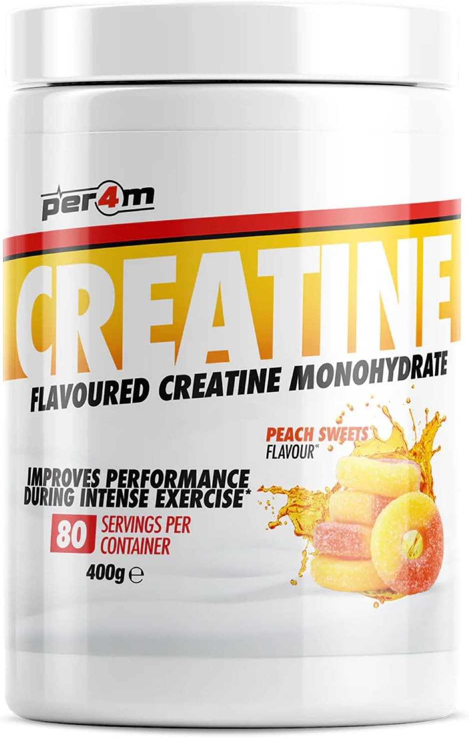 Per4m Creatine Powder | 80 Servings of Micronised Creatine Monohydrate | Performance & Strength | 8 Flavours (400g, Blue Raspberry)