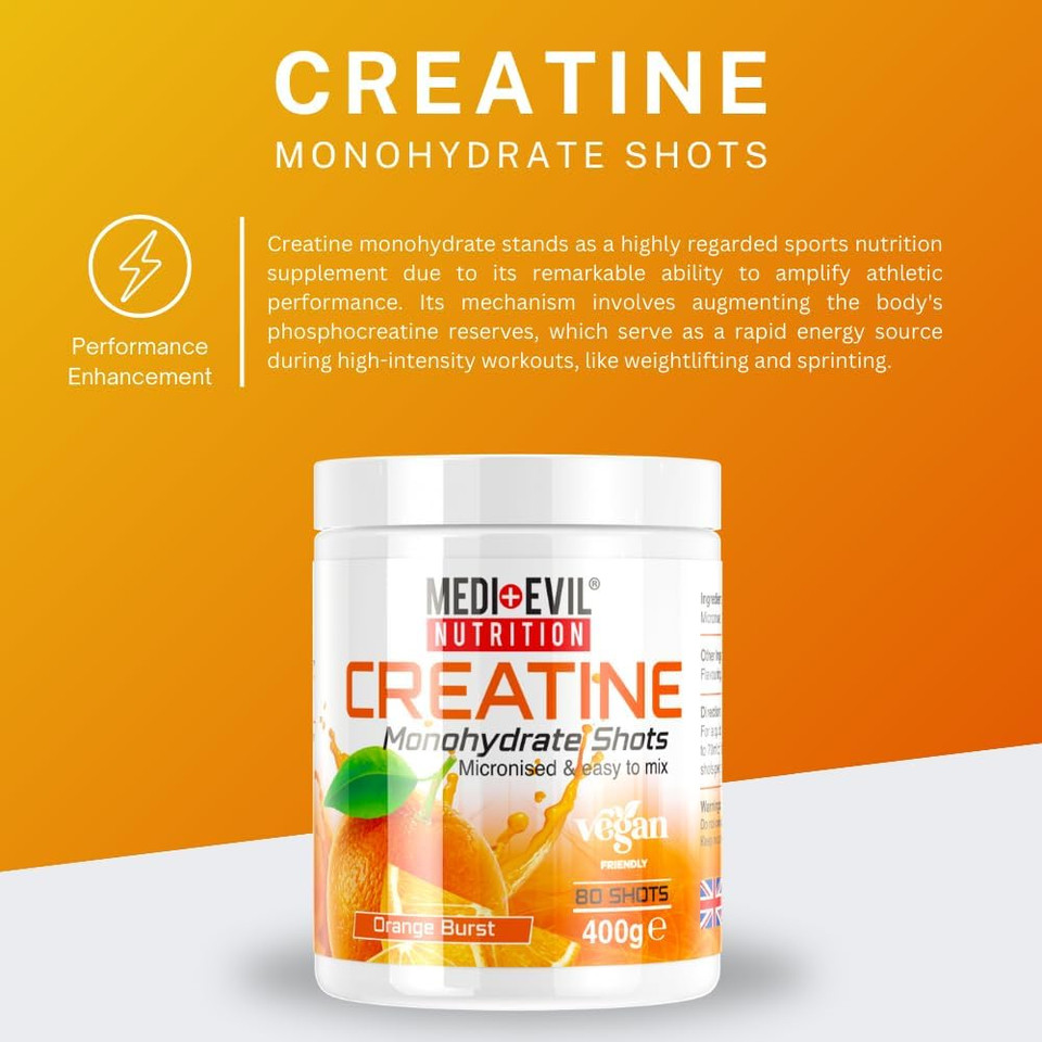 Medi-Evil Nutrition Creatine Monohydrate Shots Powder Form 400g (Blue Raspberry)