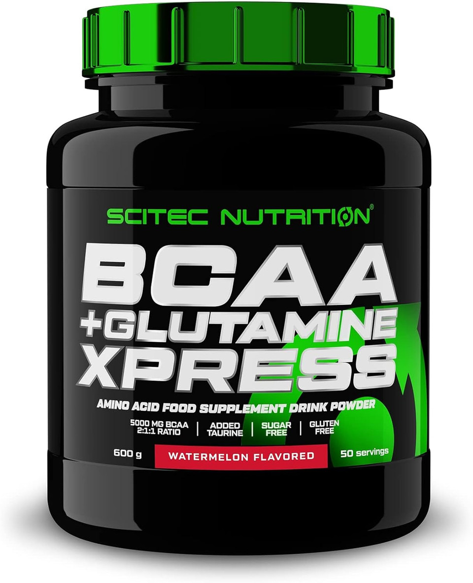 Scitec Nutrition BCAA + Glutamine Xpress  Essential Amino Acid Blend  with 5g 2:1:1 BCAAs  5g Glutamine  Fortified with Taurine, 600 g, Watermelon
