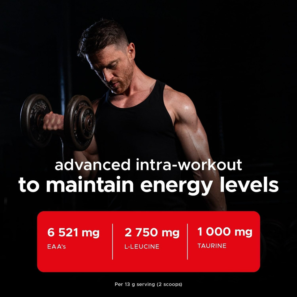 USN Complete Amino & EAA Intra Workout Powder, Blue Raspberry Flavour - 400g, Vegan Energy Drink, Premium BCAA Amino Acids & Glutamine Recovery Drink, High Impact Pre Workout & Post Workout Shake