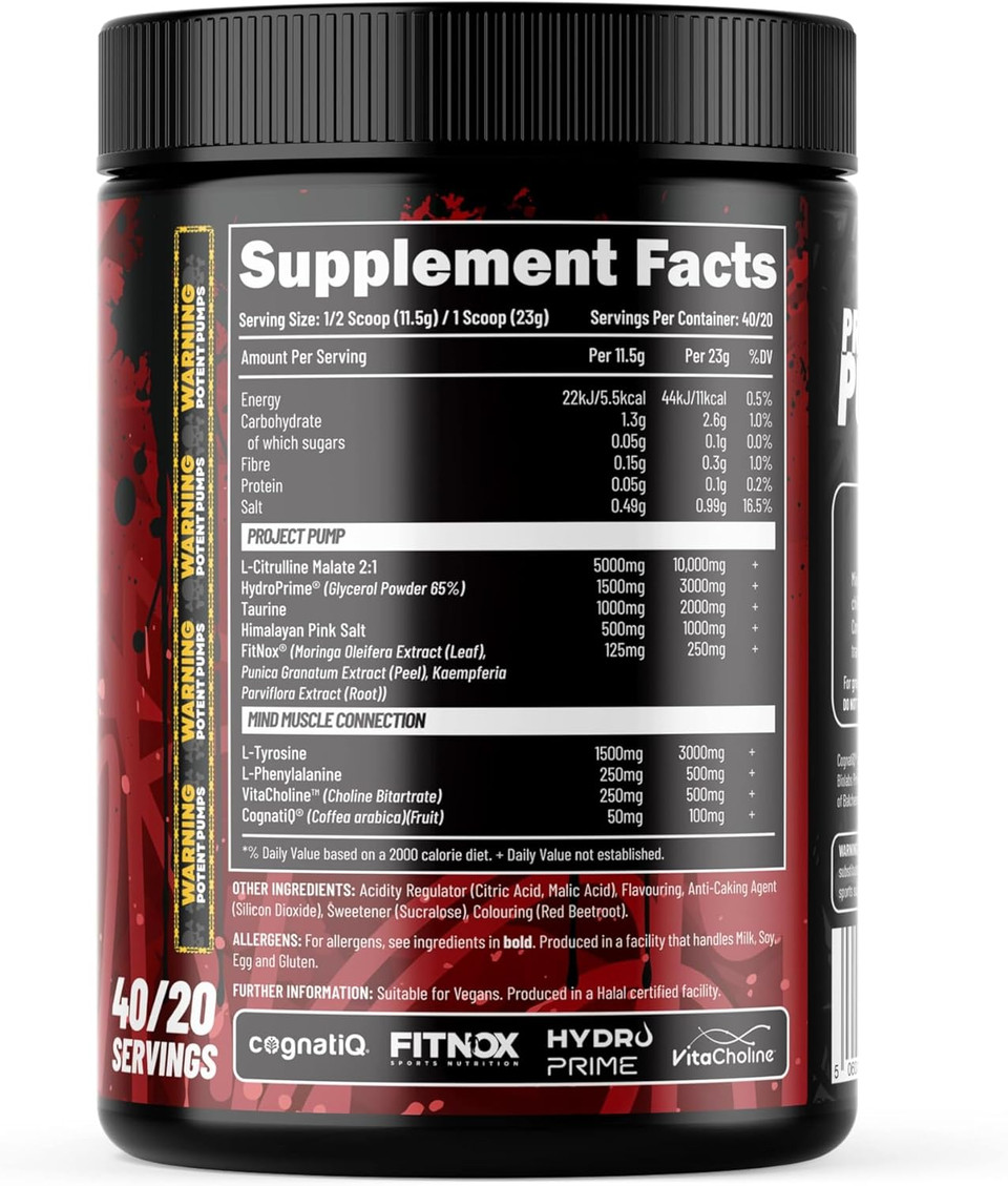 EFECTIV Project Pump | Enhanced Focus | Stimulant Free | Vicious Pumps | Pre Workout | 40 Servings | 440 Grams (Peach Rings)