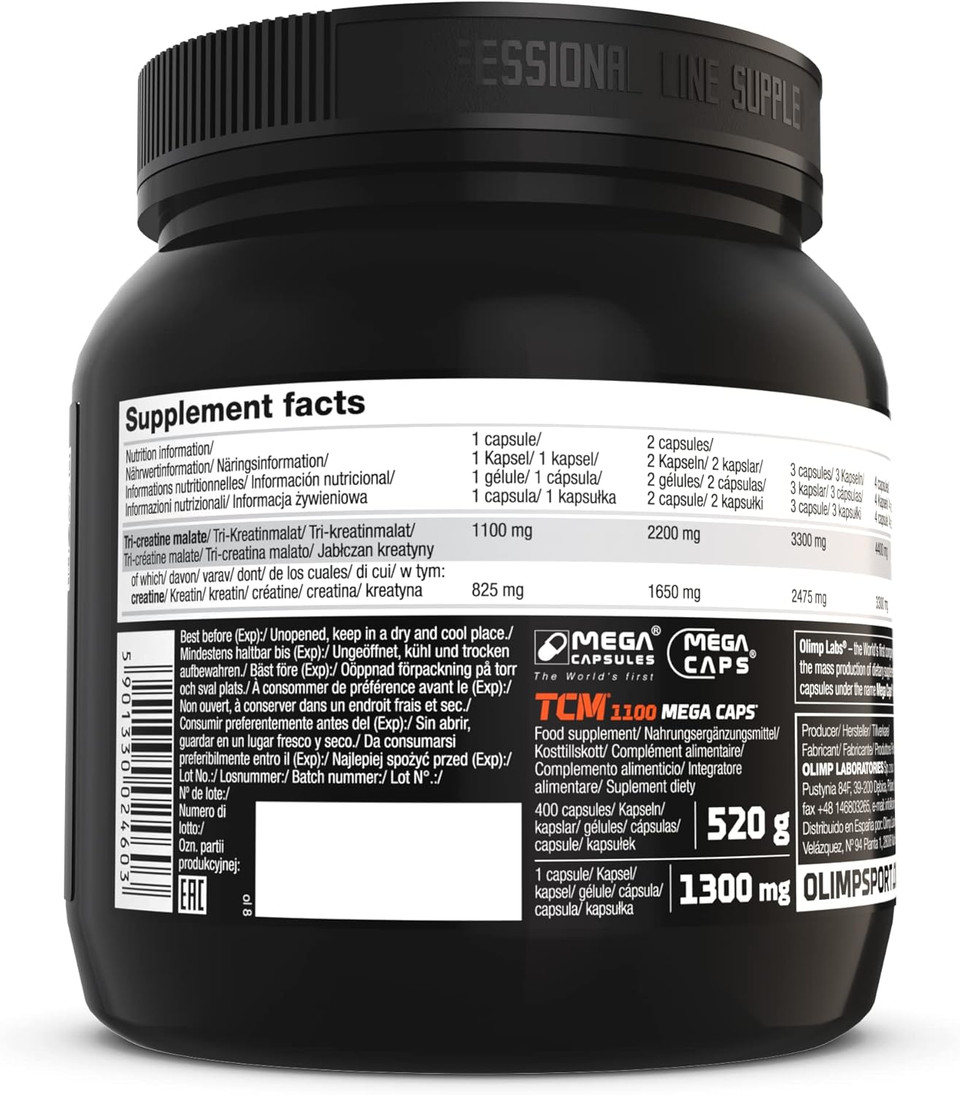 OLIMP SPORT NUTRITION Olimp TCM Capsules, 1100 mg, Pack of 400 Mega Capsules