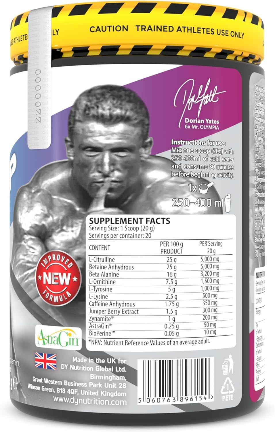 DY Nutrition - NOX Pump Pre Workout Powder | 350mg Caffeine | Cotton Candy Flavour | High Performance Preworkout for Focus, Pump & Energy with L-Citrulline, Beta Alanine, L-Tyrosine. 400g. 20 Servings