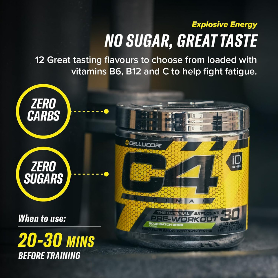 C4 Original Beta Alanine Sports Nutrition Bulk Pre Workout Powder for Men & Women | Best Pre-Workout Energy Drink Supplements | Creatine Monohydrate | Icy Blue Razz | 60 Servings