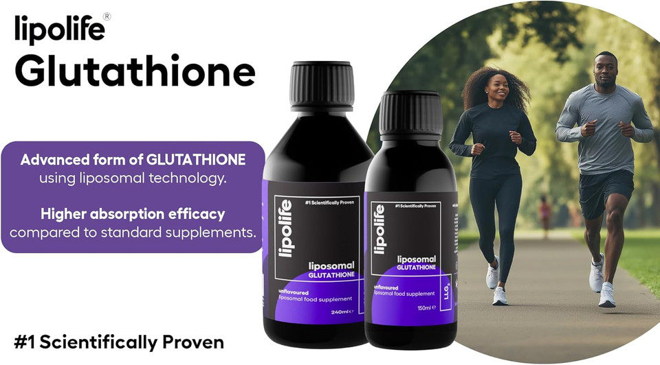 lipolife Liposomal Glutathione | Setria Glutathione | Highly Absorbable | Liquid Liposomal Glutathione | Made in UK | Vegan | 48 Servings | Peach & Vanilla Flavour | LLG3 | Glutathione Supplement
