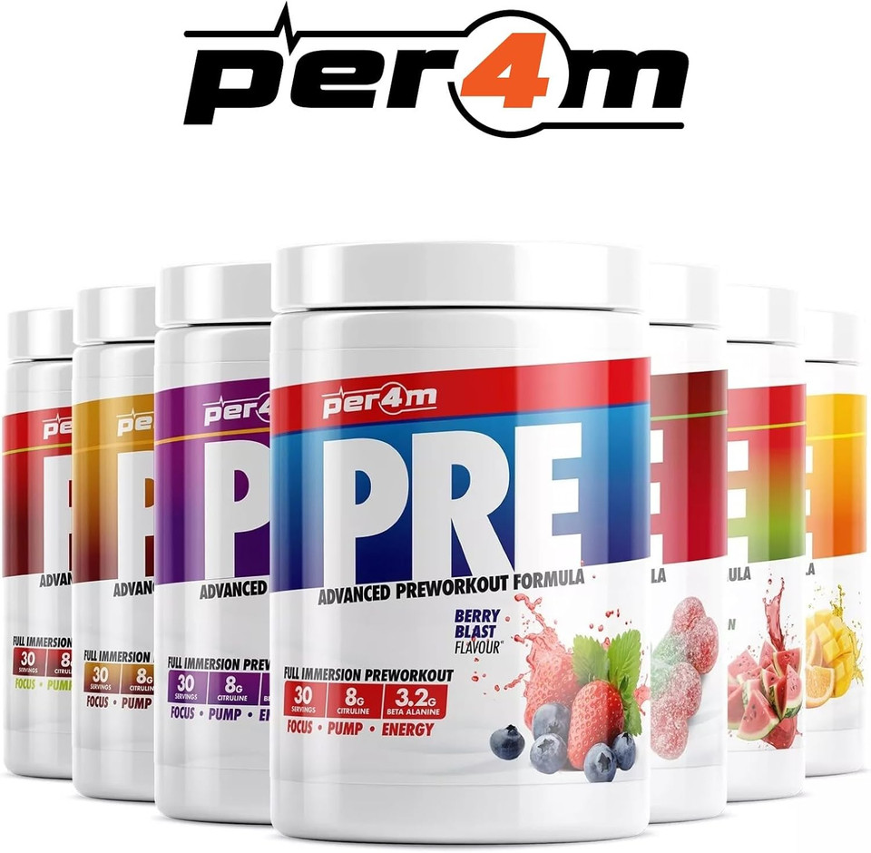Per4m Pre Workout Powder 570g | Intense Pump, Sustained Energy and Mental Focus | with L-Citrulline, Beta Alanine & Caffeine with Added Hydration (Cola Bottle)