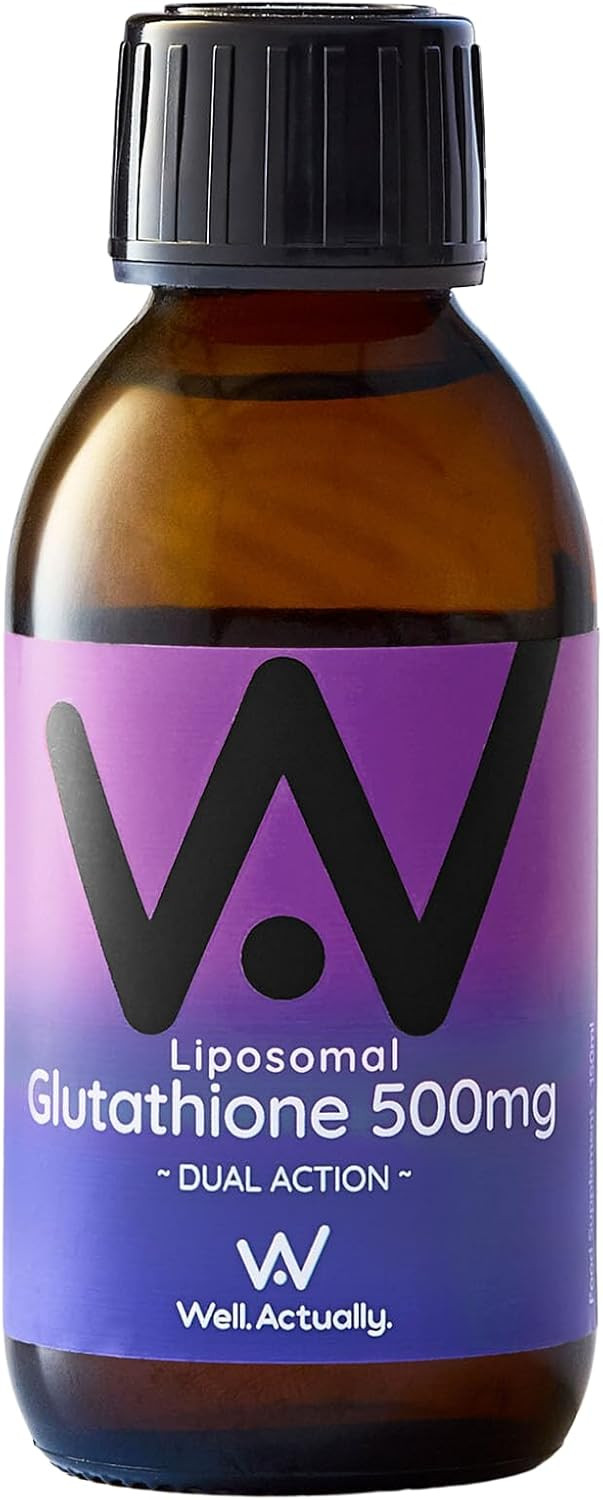 WELL ACTUALLY Liposomal Glutathione 500mg (50 Servings - 250ml) High Bioavailability Setria® Glutathione Supplement with Vitamin B6 & Selenium - Powerful Antioxidant - Vegan, Blueberry Mint Flavour