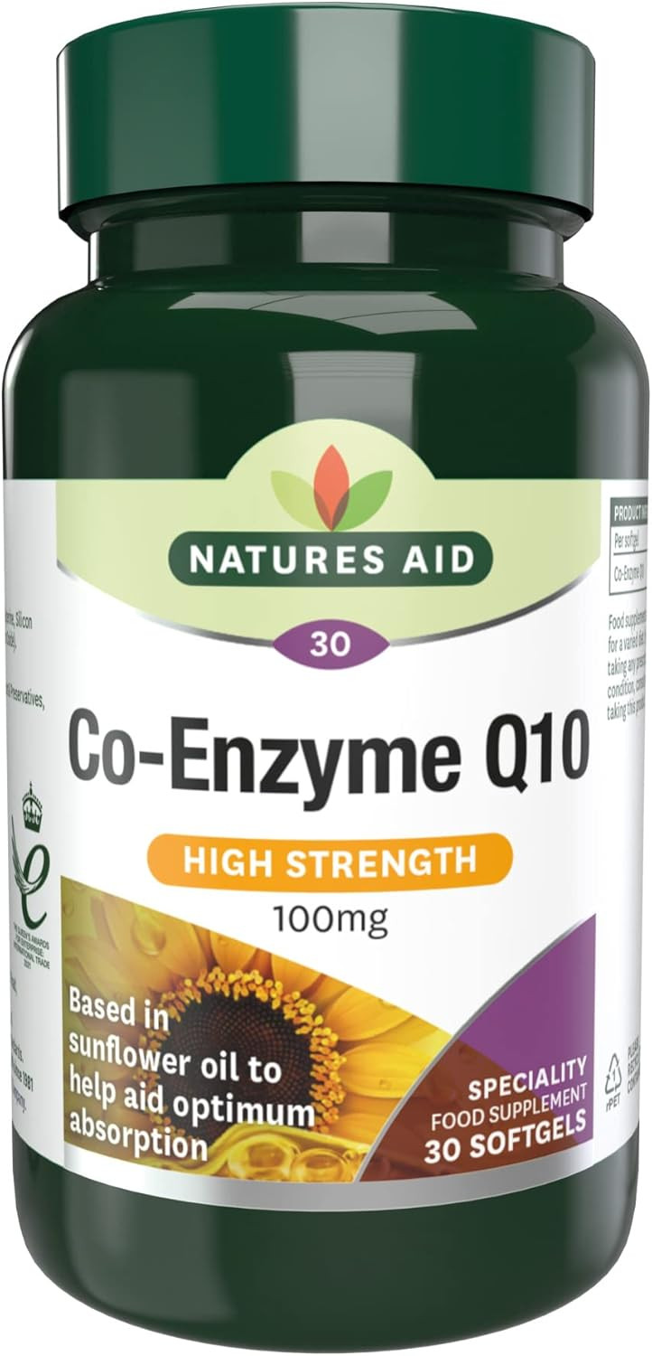 Natures Aid Co-Enzyme Q10 Co-Q-10 30mg  30 Softgels - Supports Heart Health & Energy Production - High Potency Ubiquinone - Vegan, Gluten Free, Non-GMO - Food Supplement for Daily Wellness