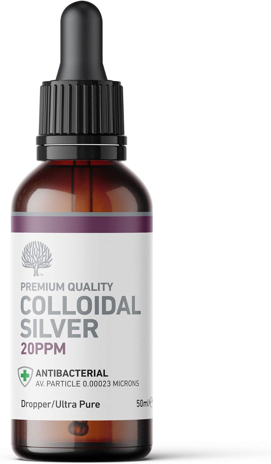 Nature's Greatest Secret Premium Quality Antibacterial 20ppm Colloidal Silver Dropper Bottle 50ml