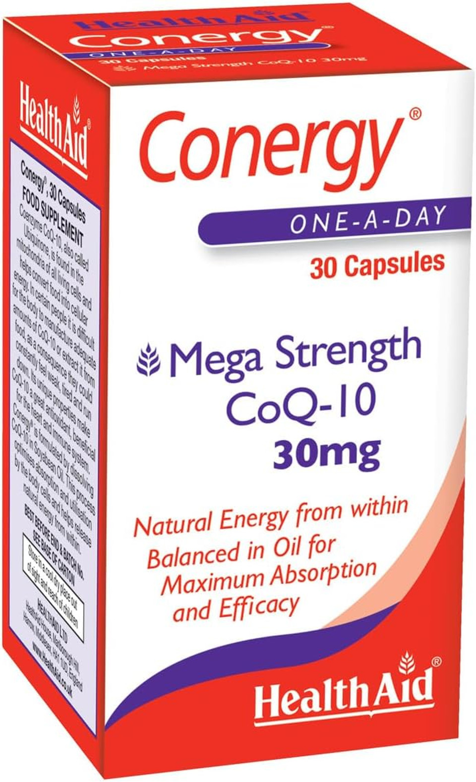 HealthAid Conergy CoQ-10 30mg - 30 Capsules