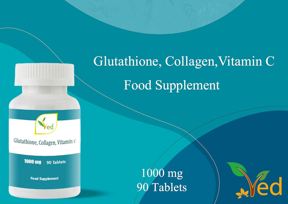 VED Reduced L-Glutathione, Collage, Vitamin C Tablets | 1000mg x 90 Tablets