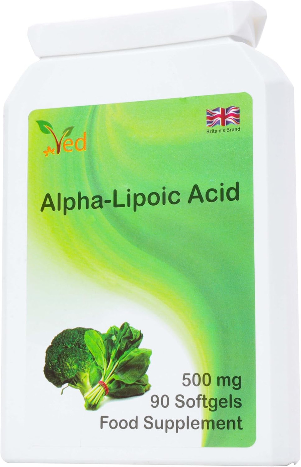 Ved Alpha Lipoic Acid | Non-GMO, Gluten Free | Helps Maintain Blood Sugar Level | 500mg, 90 Softgels Ved Alpha Lipoic Acid | Non-GMO, Gluten Free | Helps Maintain Blood Sugar Level | 500mg, 90 Softgels