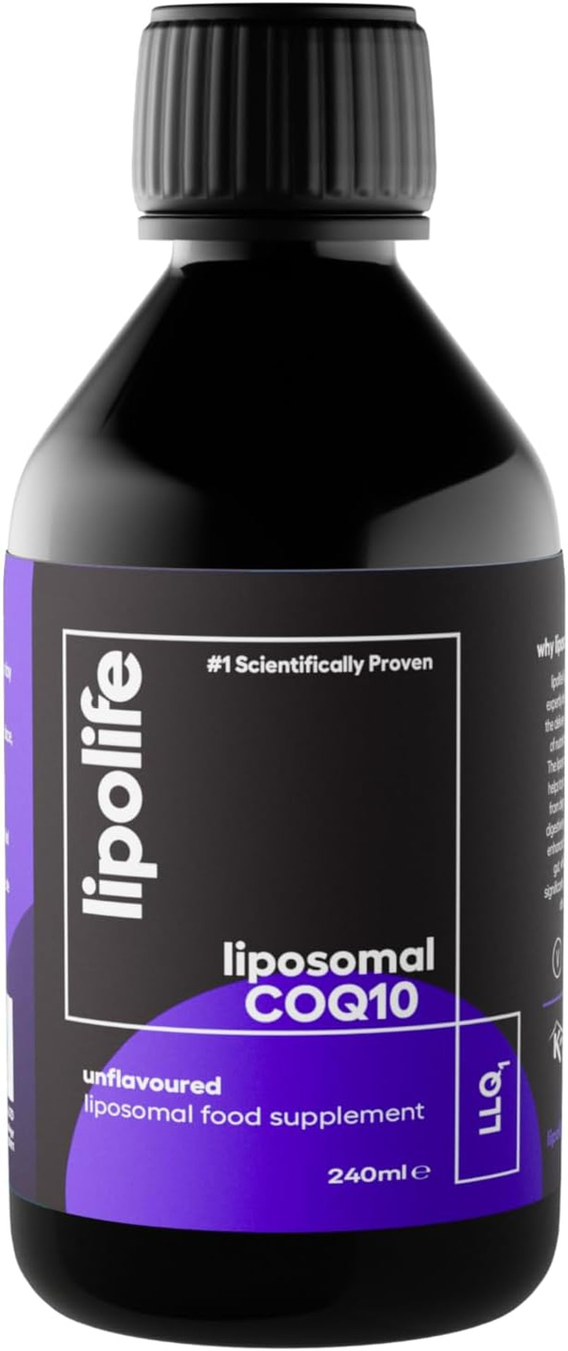 lipolife liposomal COQ10/ Co-Enzyme Q10 (Ubiquinone) | LLQ1| Superior Absorption | 240ml/48 Servings | Advanced Liposomal Encapsulation Technology | Made in The UK | Advanced Nutrient delivery