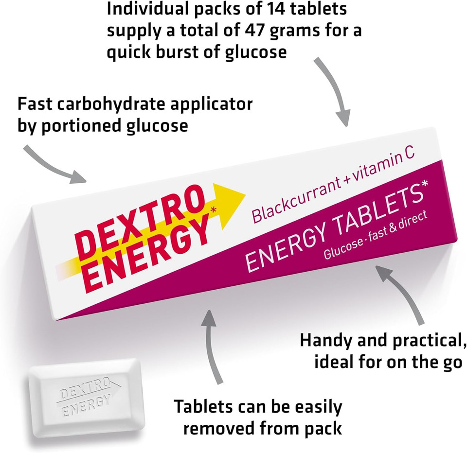 Dextro Blackcurrant Flavour Energy Tablets 2 x 14 per pack