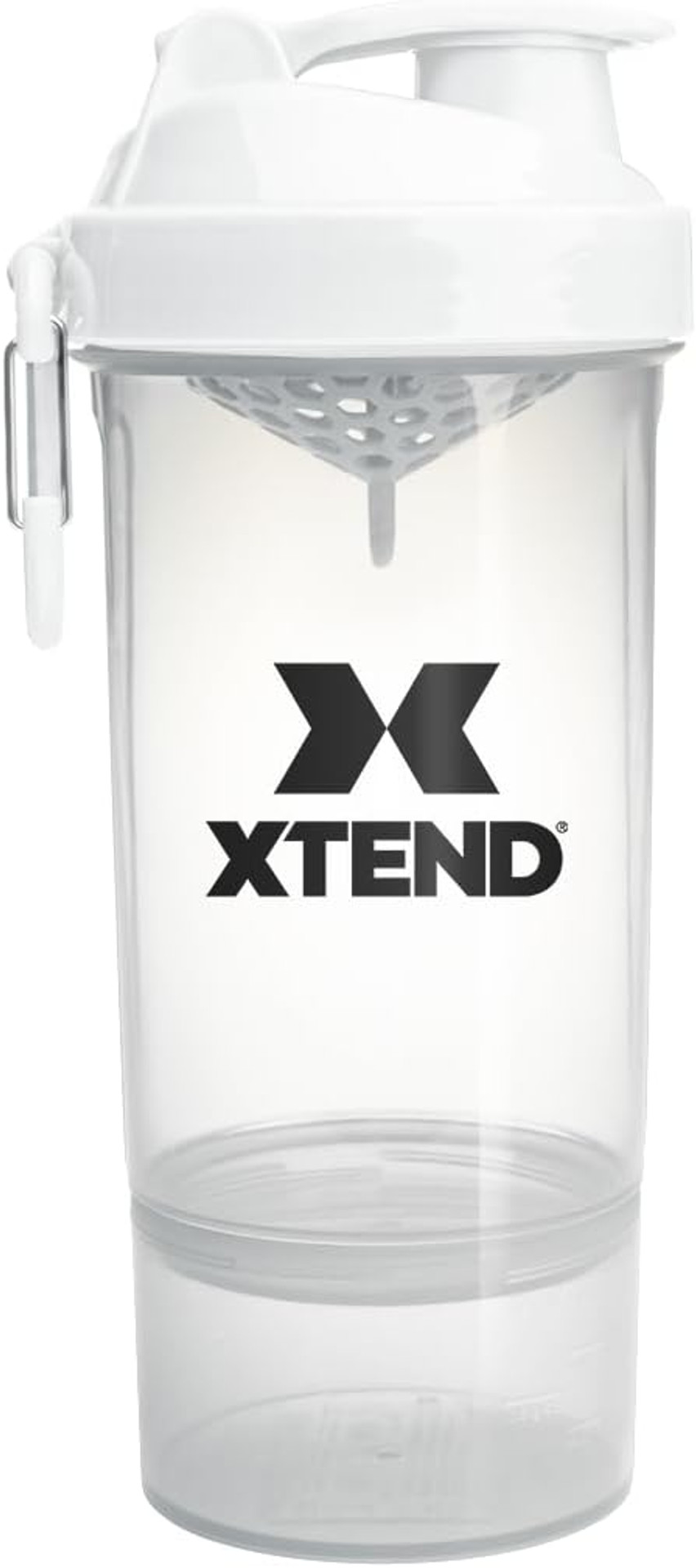 Cellucor XTEND Protein Shaker Bottle - 800ml Capacity - Leakproof Lid - Carabiner Clip - Storage Compartment - BPA and DEHP Free