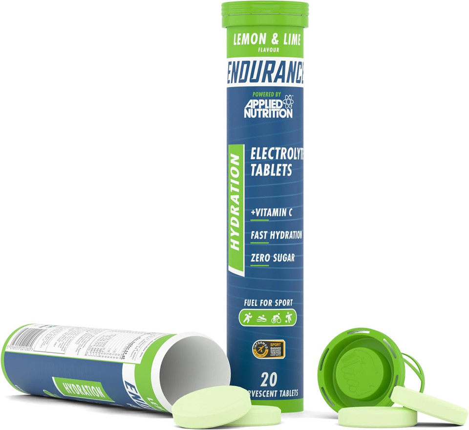 Applied Nutrition Endurance Hydration Electrolyte Tablets - 400mg Electrolytes per Serving  20 Effervescent Tablets, Sugar Free, Low Calorie, Added Vitamin C Boost Performance  Lemon & Lime