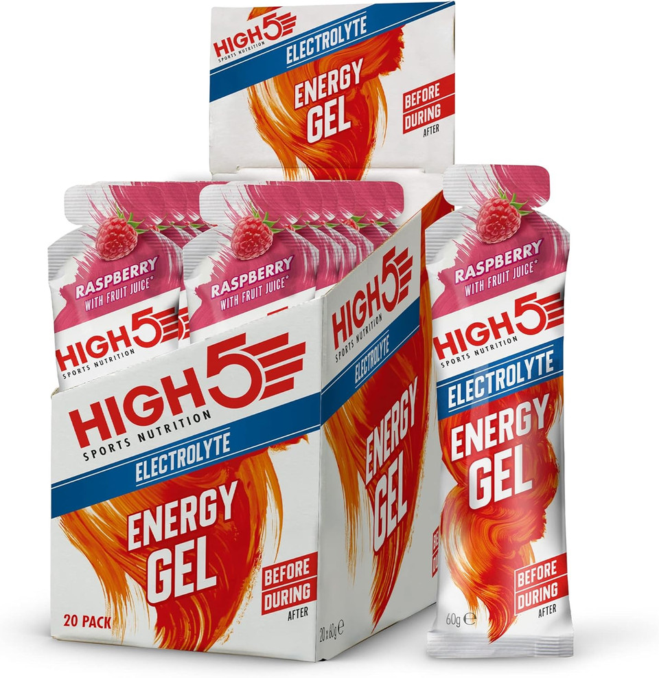 HIGH5 Energy Gels with Electrolytes - Quick Release Sports Gels for Peak Performance - Natural Fruit Juice & Caffeine-Free - Energy Boost for Running, Cycling, Endurance (Tropical, 5 x 60g)