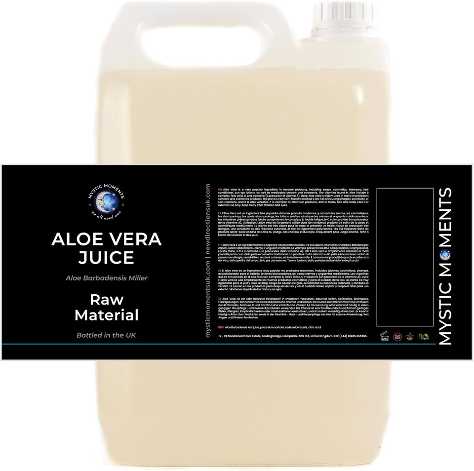 Mystic Moments | Aloe Vera Juice | Aloe Barbadensis Leaf Juice with Potassium Sorbate & Citric Acid | Hydrating Ingredient for Skin, Hair & DIY Cosmetics | Vitamin-Enriched Botanical Base | 500ml