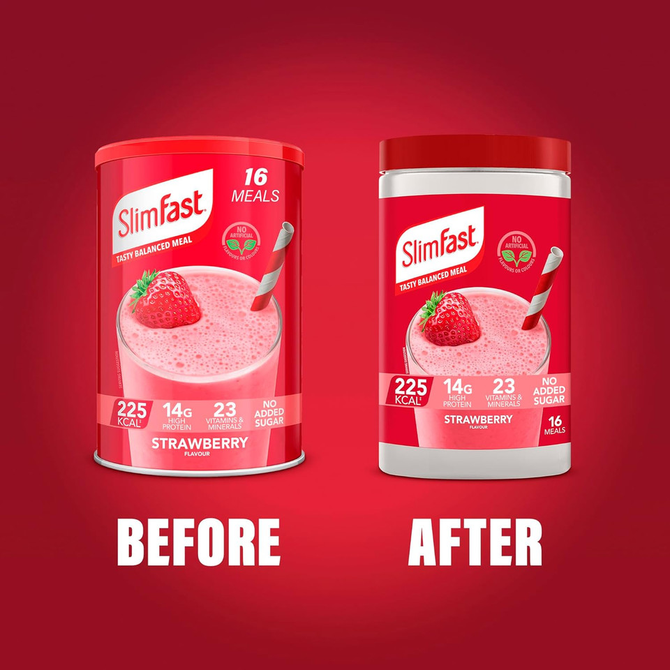 SlimFast Meal Replacement Shake Weight Loss & Balanced Diet, Vitamins and Minerals, Low Calorie, High Protein, Strawberry Flavour, 16 servings, 584 g, Packaging May Vary