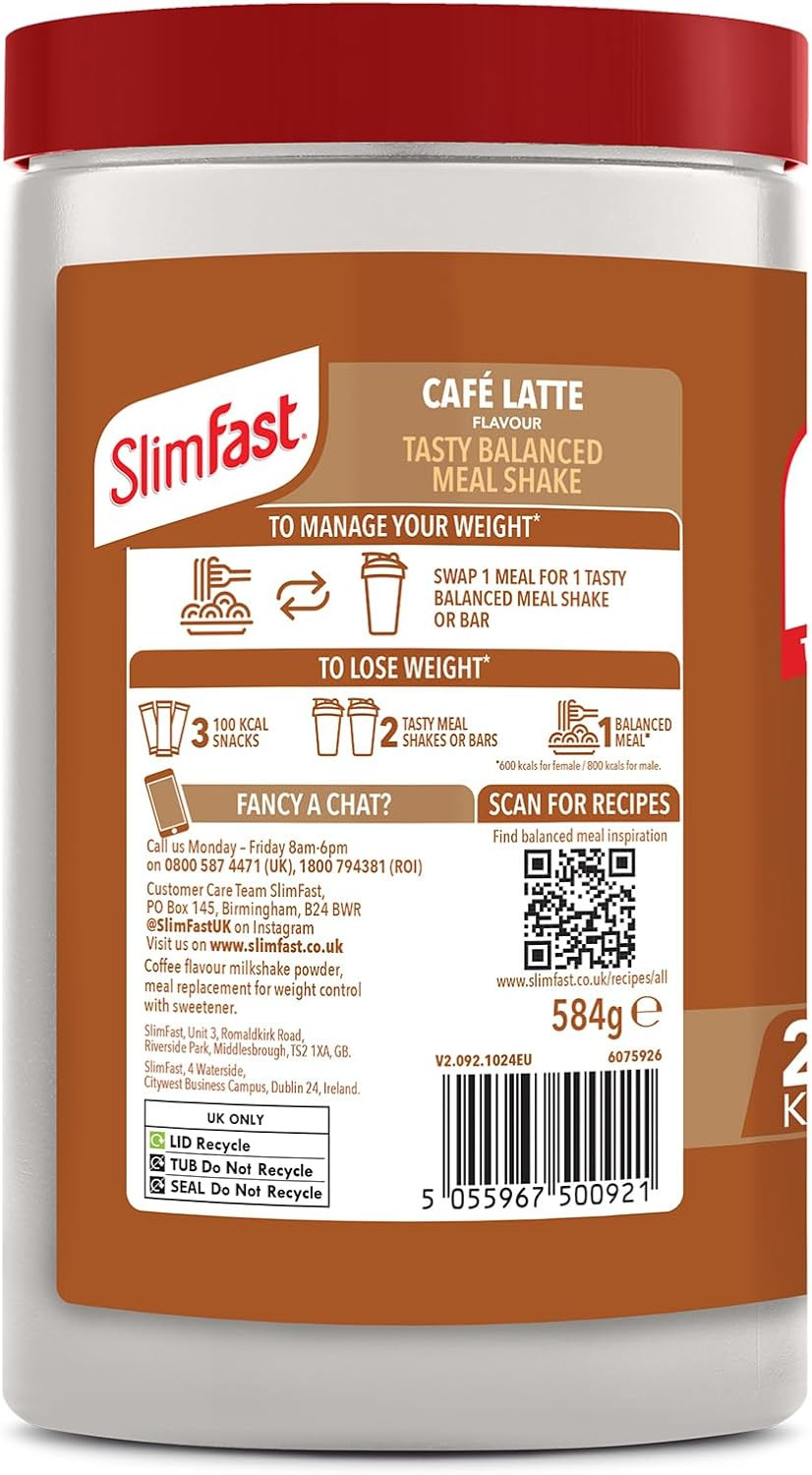 SlimFast Meal Replacement Shake for Weight Loss & Balanced Diet, Vitamins and Minerals, Low Calorie, High Protein, Blueberry Flavour, 16 servings, 584 g, Packaging May Vary