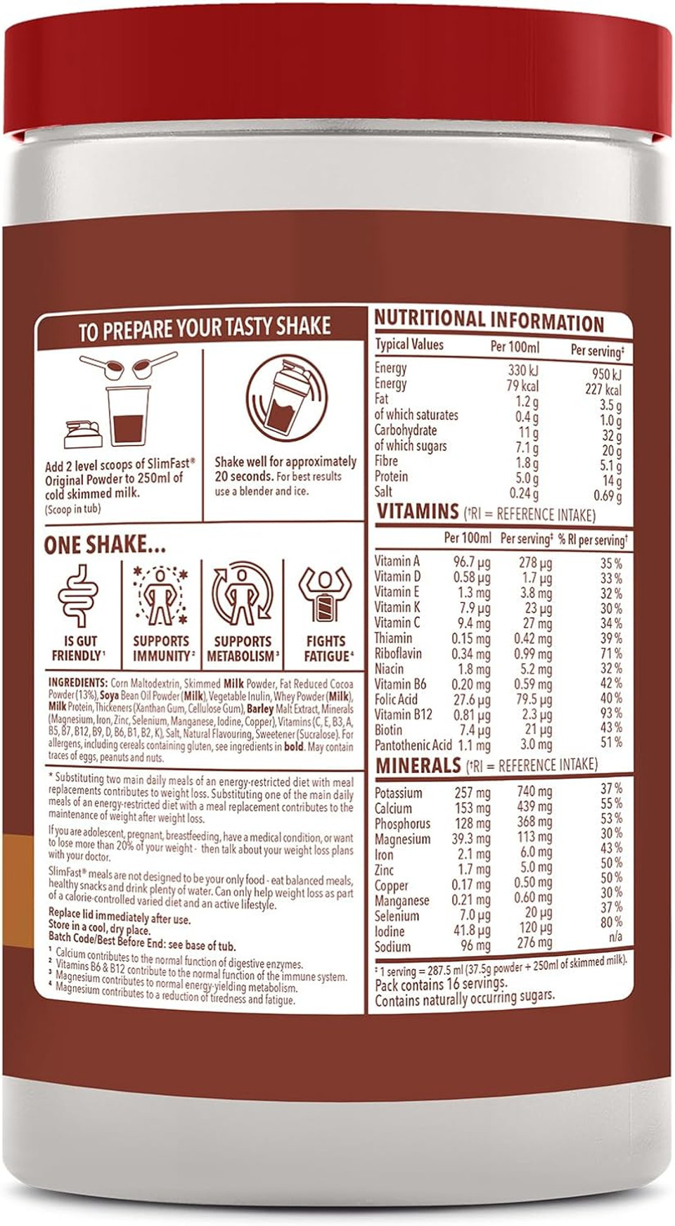 SlimFast Meal Replacement Shake for Weight Loss & Balanced Diet, Vitamins and Minerals, Low Calorie, High Protein, Chocolate Flavour, 16 servings, 600 g, Packaging May Vary SlimFast Meal Replacement Shake for Weight Loss & Balanced Diet, Vitamins and Minerals, Low Calorie, High Protein, Chocolate Flavour, 16 servings, 600 g, Packaging May Vary