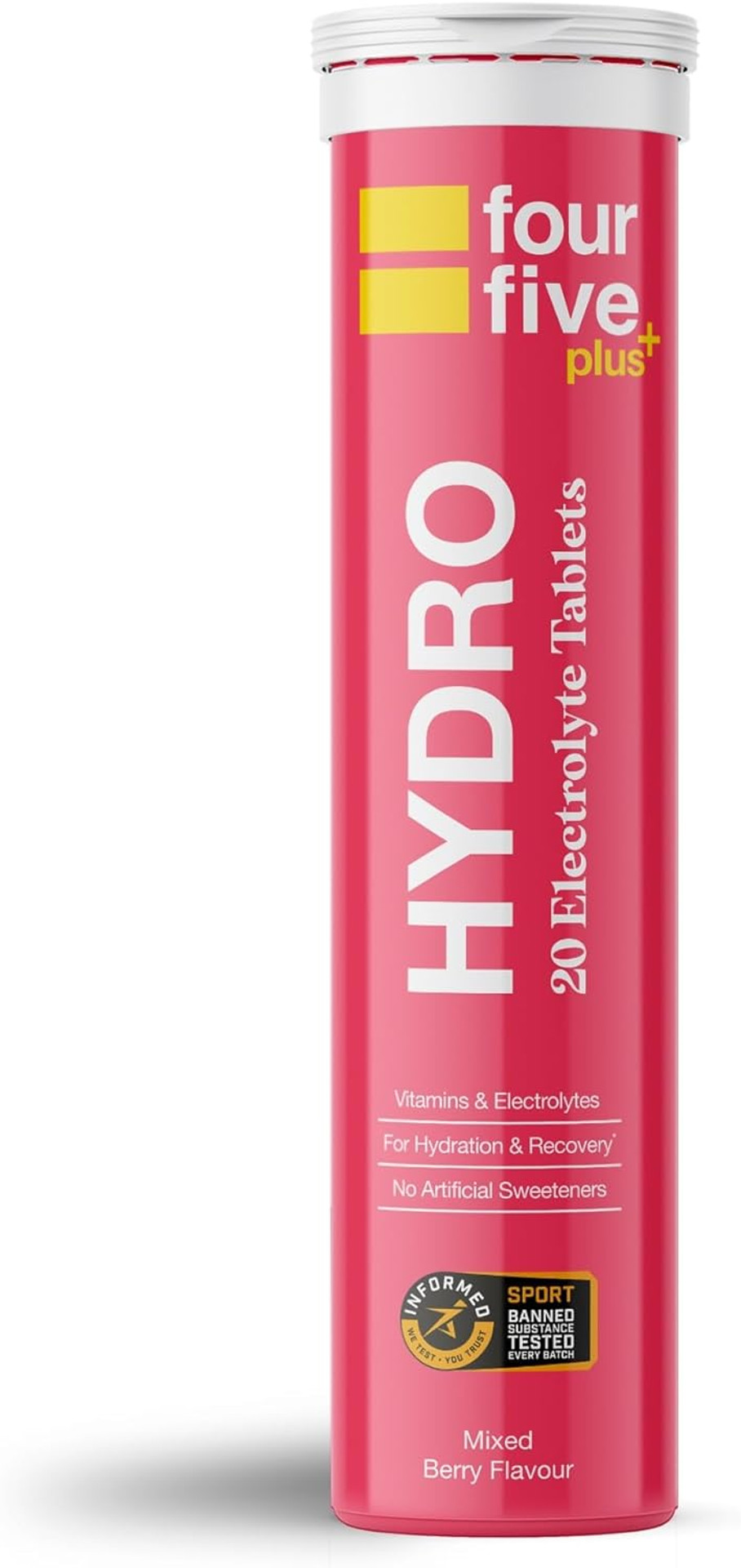 fourfive Hydration Tablets (Berry) Low Calorie Vitamin Electrolytes, Vegan, Magnesium & Calcium, Sports Hydration - 1x20 Effervescent Tablets