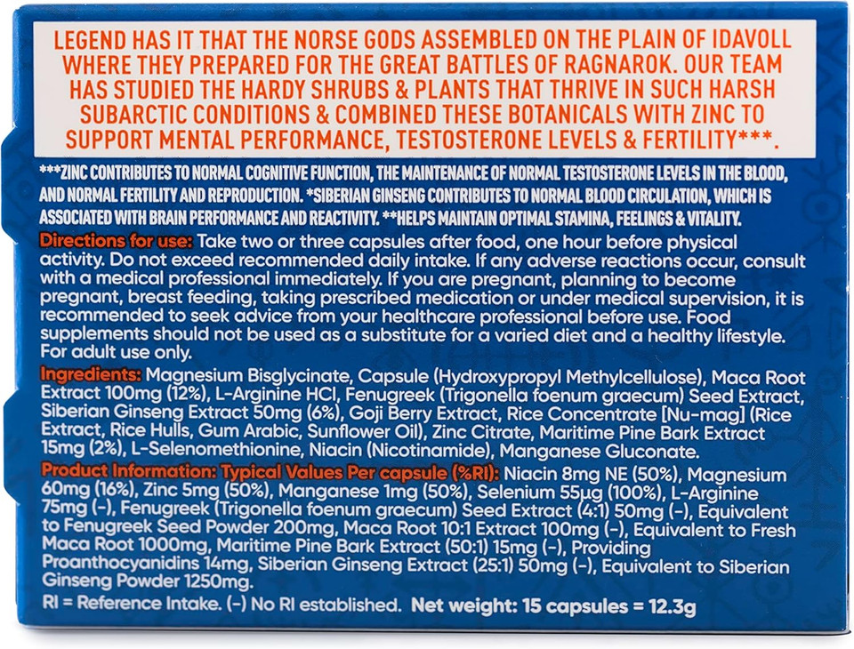 Idavoll 15 Capsules for Men 100% Natural for Men, Extra Strong for Optimal Stamina Performance Energy Boost & Health Support Zinc & L-Arginine Siberian Ginseng Vegan Made in UK