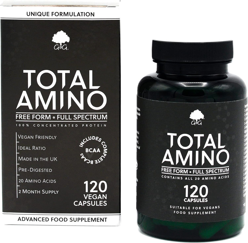 Total Amino - Full Spectrum Amino Acids Capsules - BCAA - EAA - Free Form - 120 Vegan Capsules - G&G Vitamins