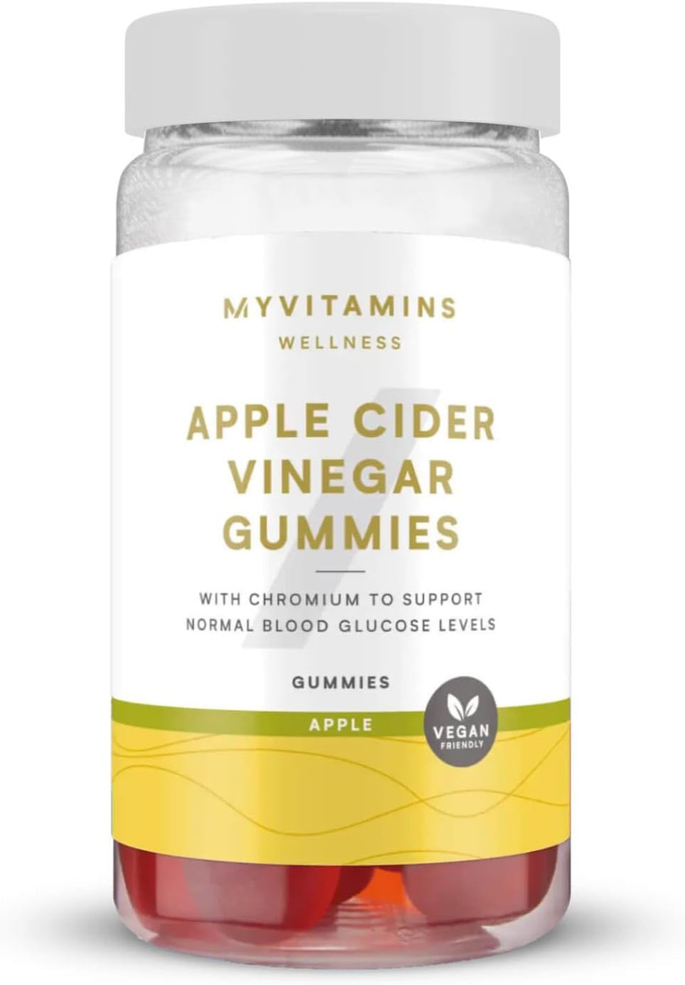 Myprotein Apple Cider Vinegar Gummies  500mg ACV with Vitamin C & Chromium  Supports Immune Health, Metabolism & Energy  Delicious Apple Flavor  Vegan & Gluten-Free  30 Gummies