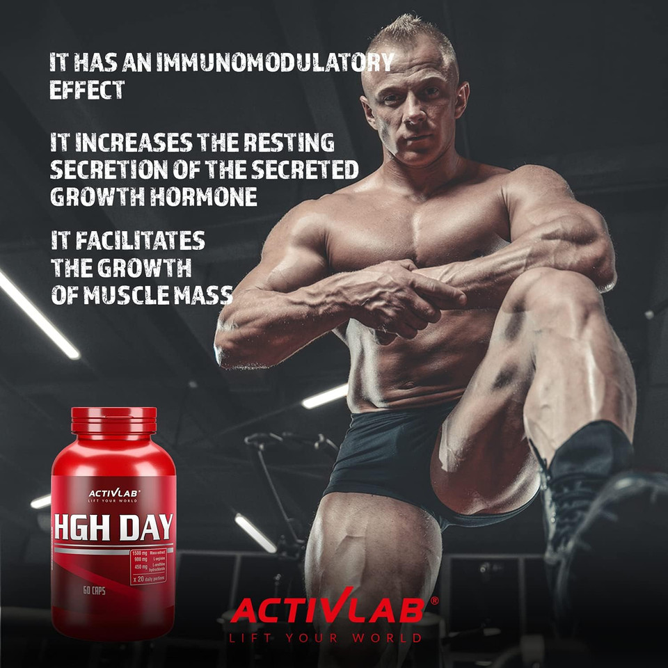 Activlab HGH Day - 60 caps | Maca Extract, L-Arginine, L-Ornithine HCL, Zinc| Natural Formula | Preworkout | Bodybuilding, Powerlifting, Combat Sports