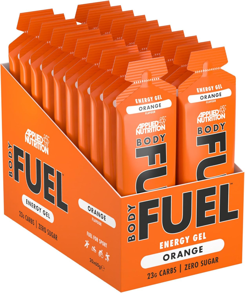Applied Nutrition BodyFuel Energy Gel - Fast Energy Gels, Fuel for Sport, with Carbs, Sugar Free (Box 20 Units x 60g) (Orange)
