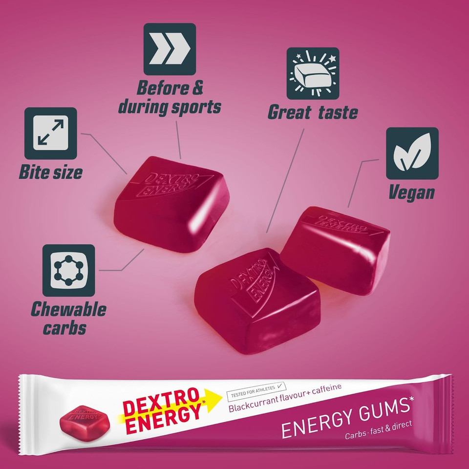 Dextro Energy | Energy Gums | Blackcurrant + Caffeine | Pocket Size Energy on the Go | For active lifestyle | Great taste | Vegan | 8 x 45 g Dextro Energy | Energy Gums | Blackcurrant + Caffeine | Pocket Size Energy on the Go | For active lifestyle | Great taste | Vegan | 8 x 45 g